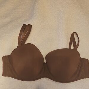 Strapless Chocolate Brown Molded Cup Bra with Underwire Support